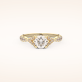 0.8 CT Round Shaped Pave Split Shank Moissanite Engagement Ring