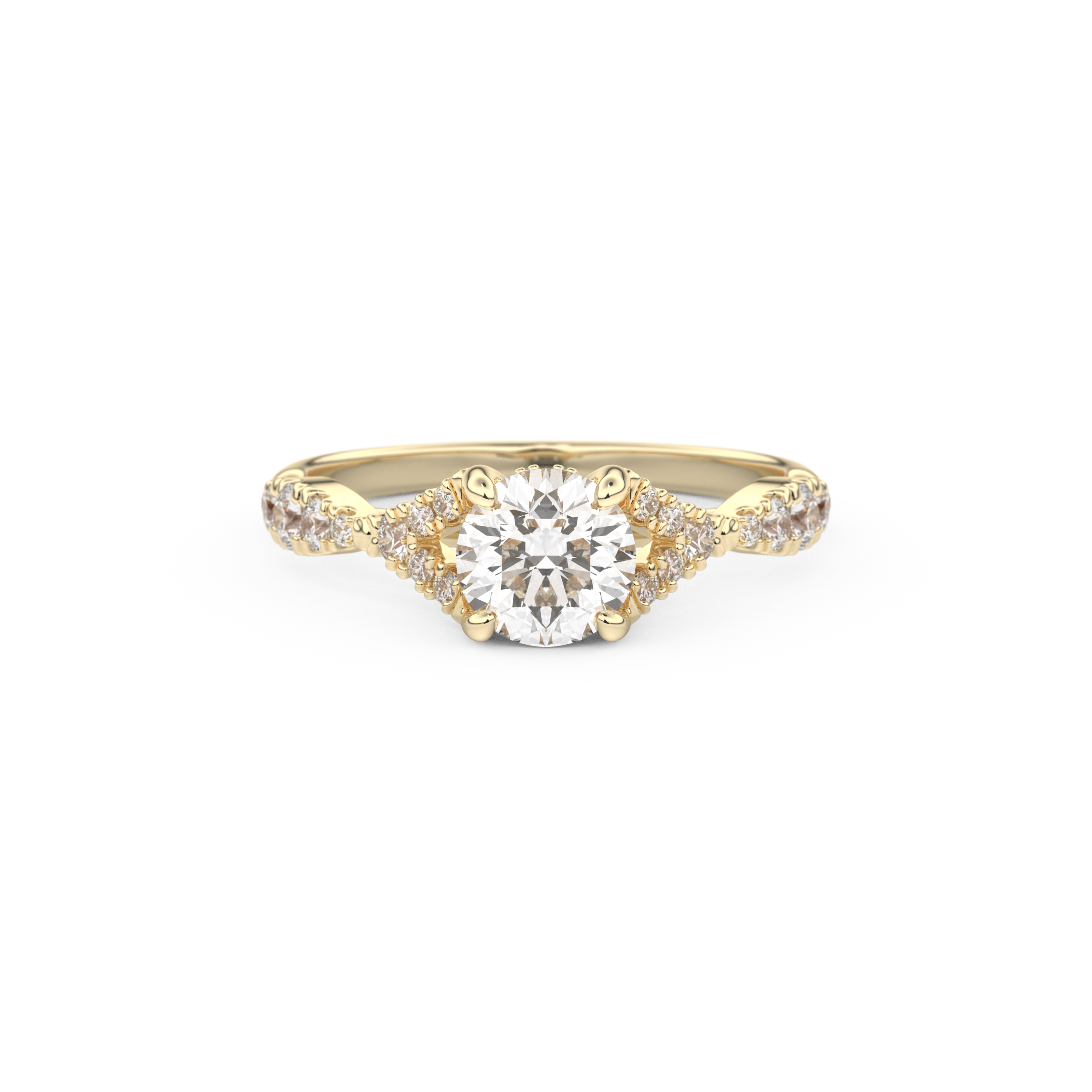 Round Pave & Split Shank Lab Grown Diamond Engagement Ring