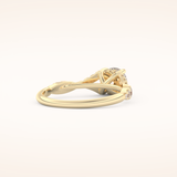 0.8 CT Round Shaped Pave Split Shank Moissanite Engagement Ring