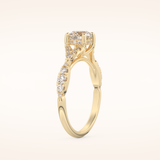 0.8 CT Round Shaped Pave Split Shank Moissanite Engagement Ring