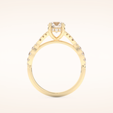 0.8 CT Round Shaped Pave Split Shank Moissanite Engagement Ring