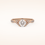 0.8 CT Round Shaped Pave Split Shank Moissanite Engagement Ring
