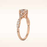 0.8 CT Round Shaped Pave Split Shank Moissanite Engagement Ring