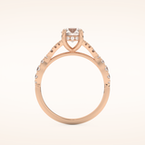 0.8 CT Round Shaped Pave Split Shank Moissanite Engagement Ring