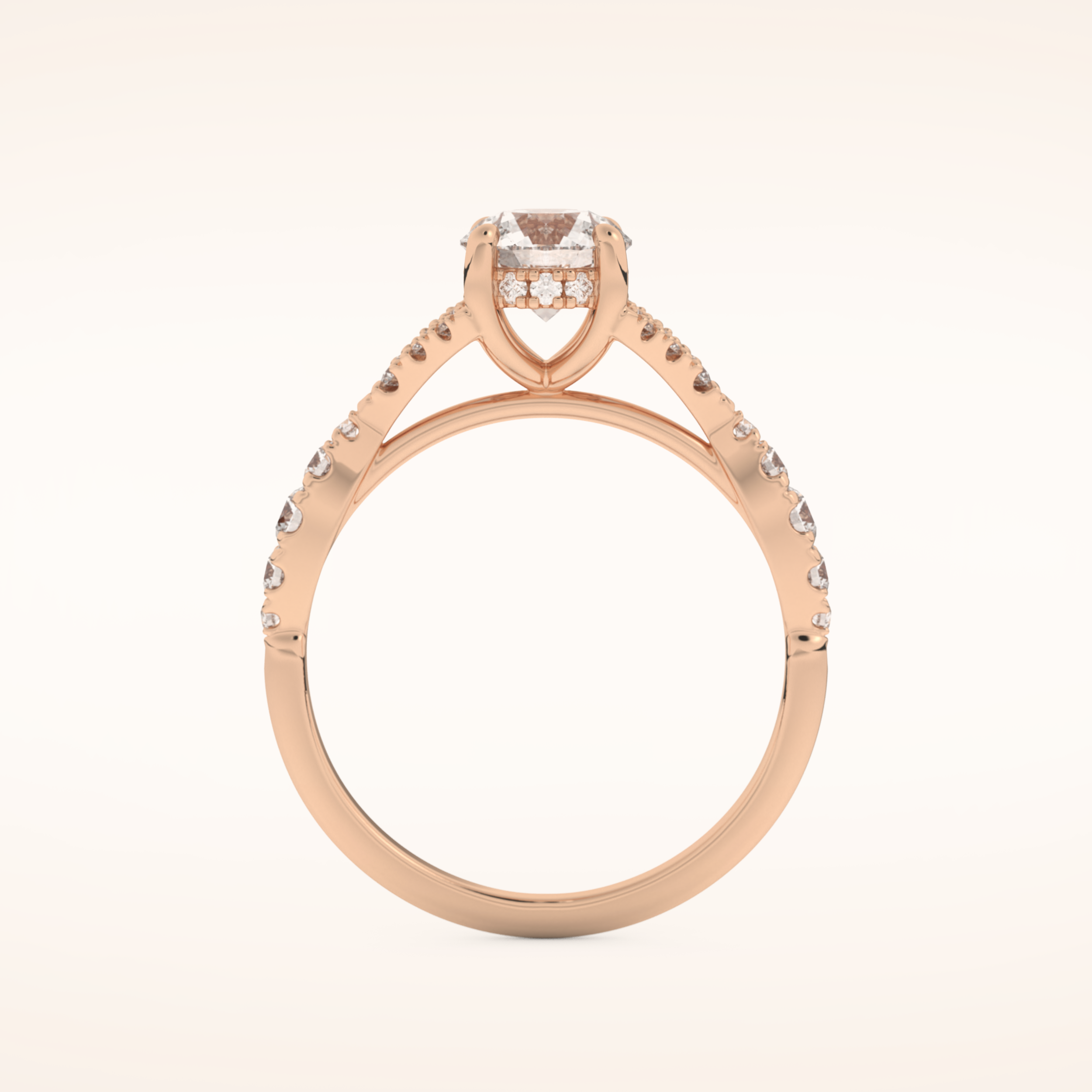 0.8 CT Round Shaped Pave Split Shank Moissanite Engagement Ring