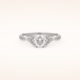 0.8 CT Round Shaped Pave Split Shank Moissanite Engagement Ring