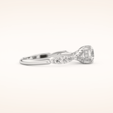 0.8 CT Round Shaped Pave Split Shank Moissanite Engagement Ring