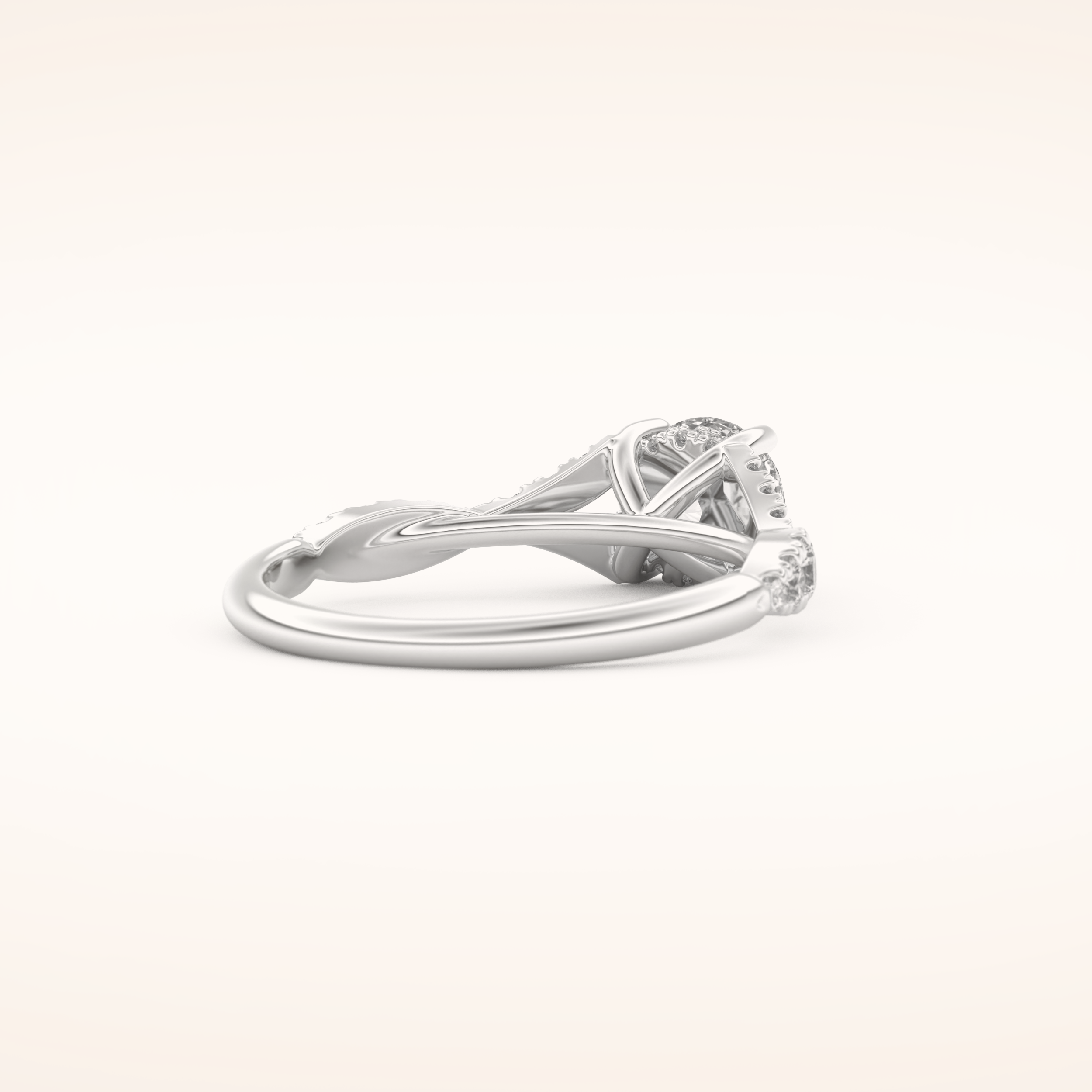 0.8 CT Round Shaped Pave Split Shank Moissanite Engagement Ring