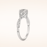 0.8 CT Round Shaped Pave Split Shank Moissanite Engagement Ring