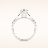 0.8 CT Round Shaped Pave Split Shank Moissanite Engagement Ring