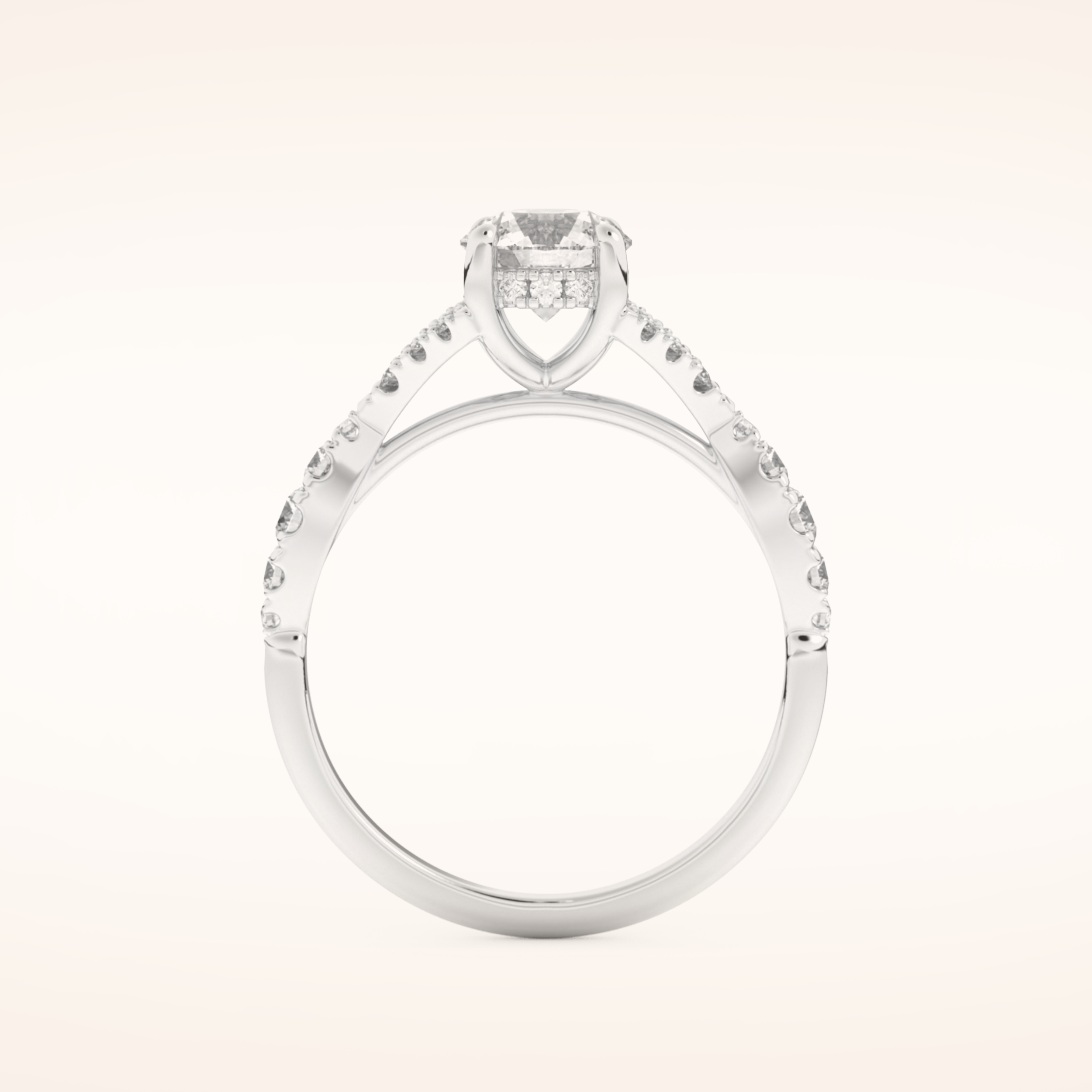 0.8 CT Round Shaped Pave Split Shank Moissanite Engagement Ring