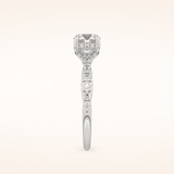 0.8 CT Round Shaped Pave Split Shank Moissanite Engagement Ring