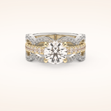 1.52 CT Round Shaped Triple Pave Moissanite Engagement Ring