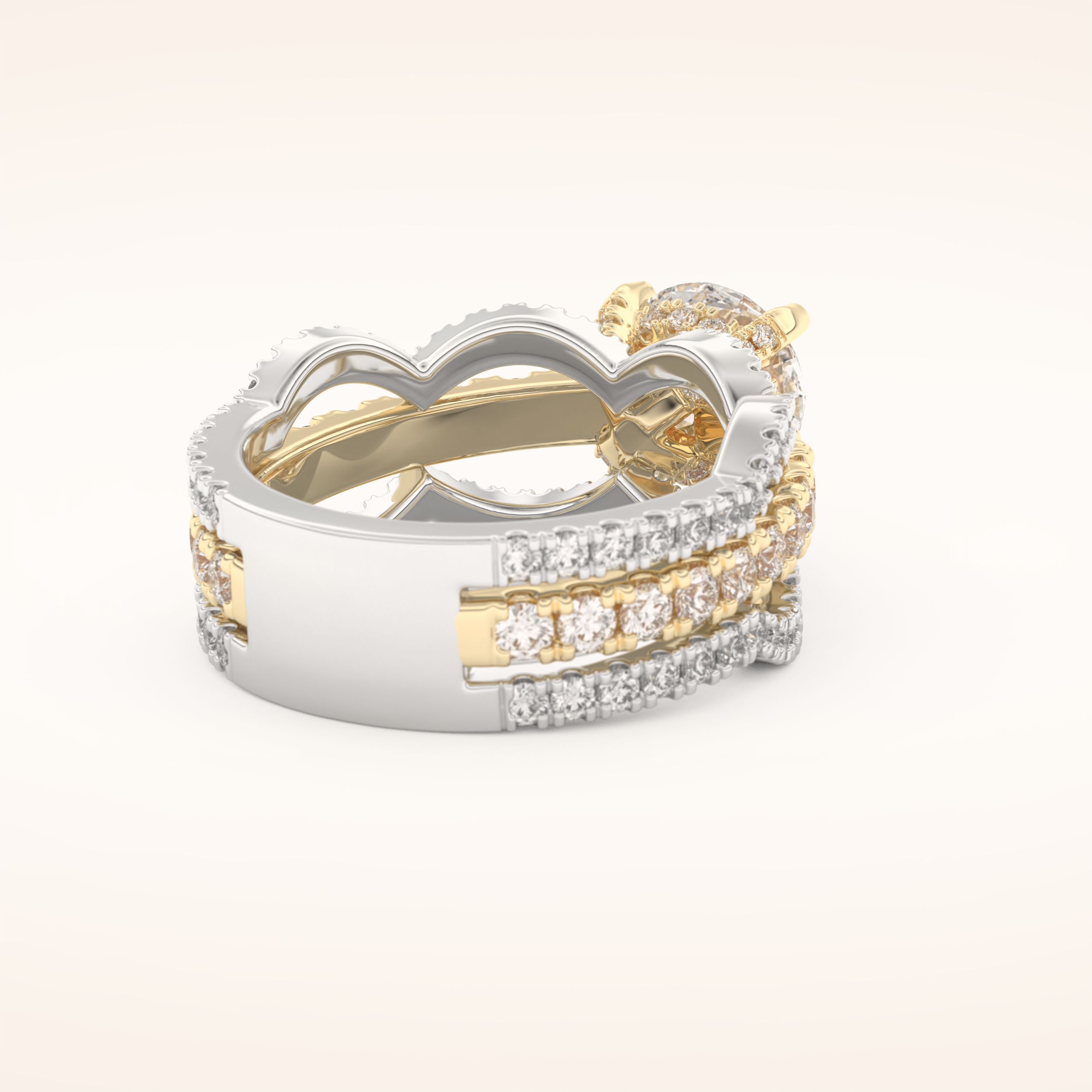 1.52 CT Round Shaped Triple Pave Moissanite Engagement Ring