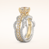 1.52 CT Round Shaped Triple Pave Moissanite Engagement Ring