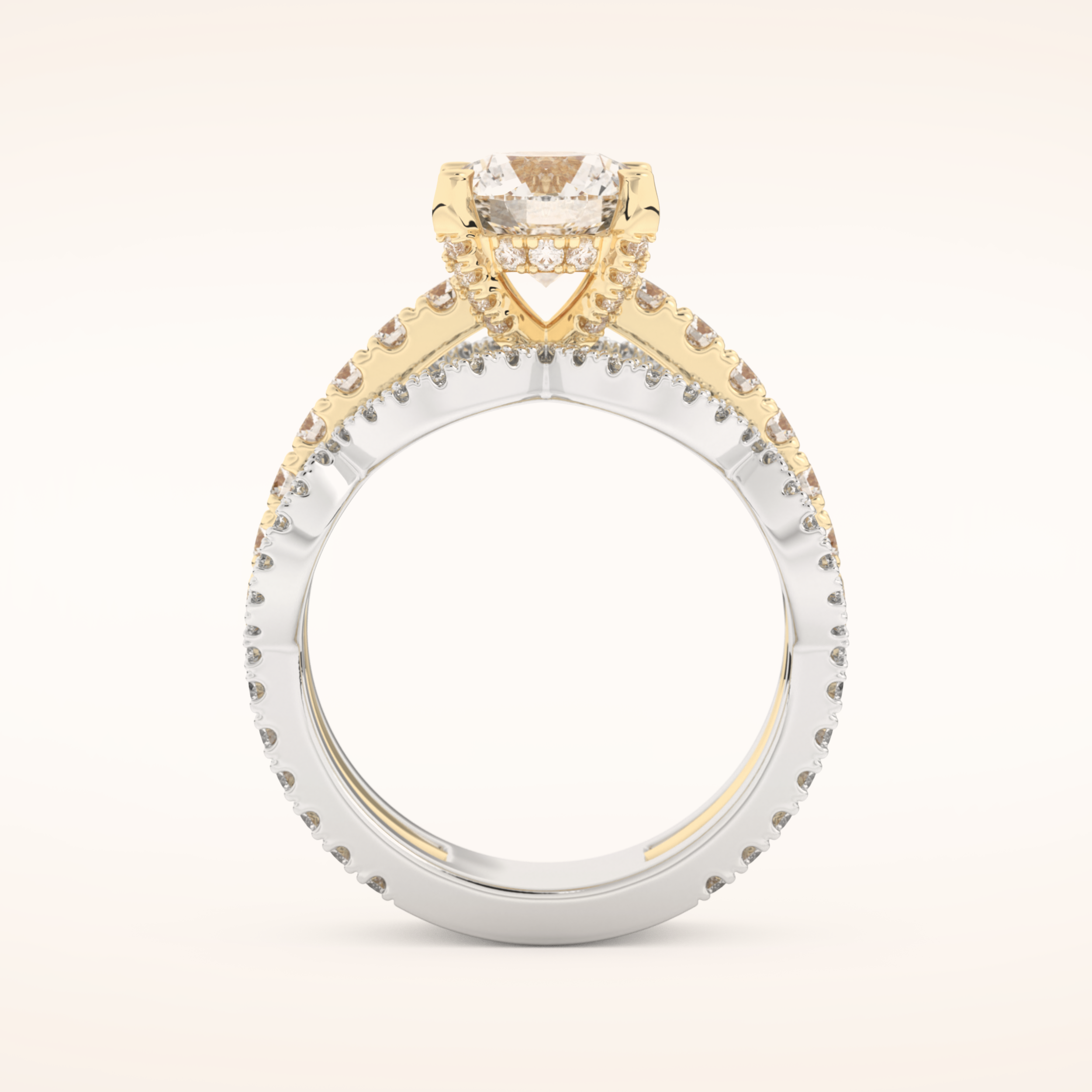 1.52 CT Round Shaped Triple Pave Moissanite Engagement Ring
