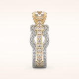 1.52 CT Round Shaped Triple Pave Moissanite Engagement Ring