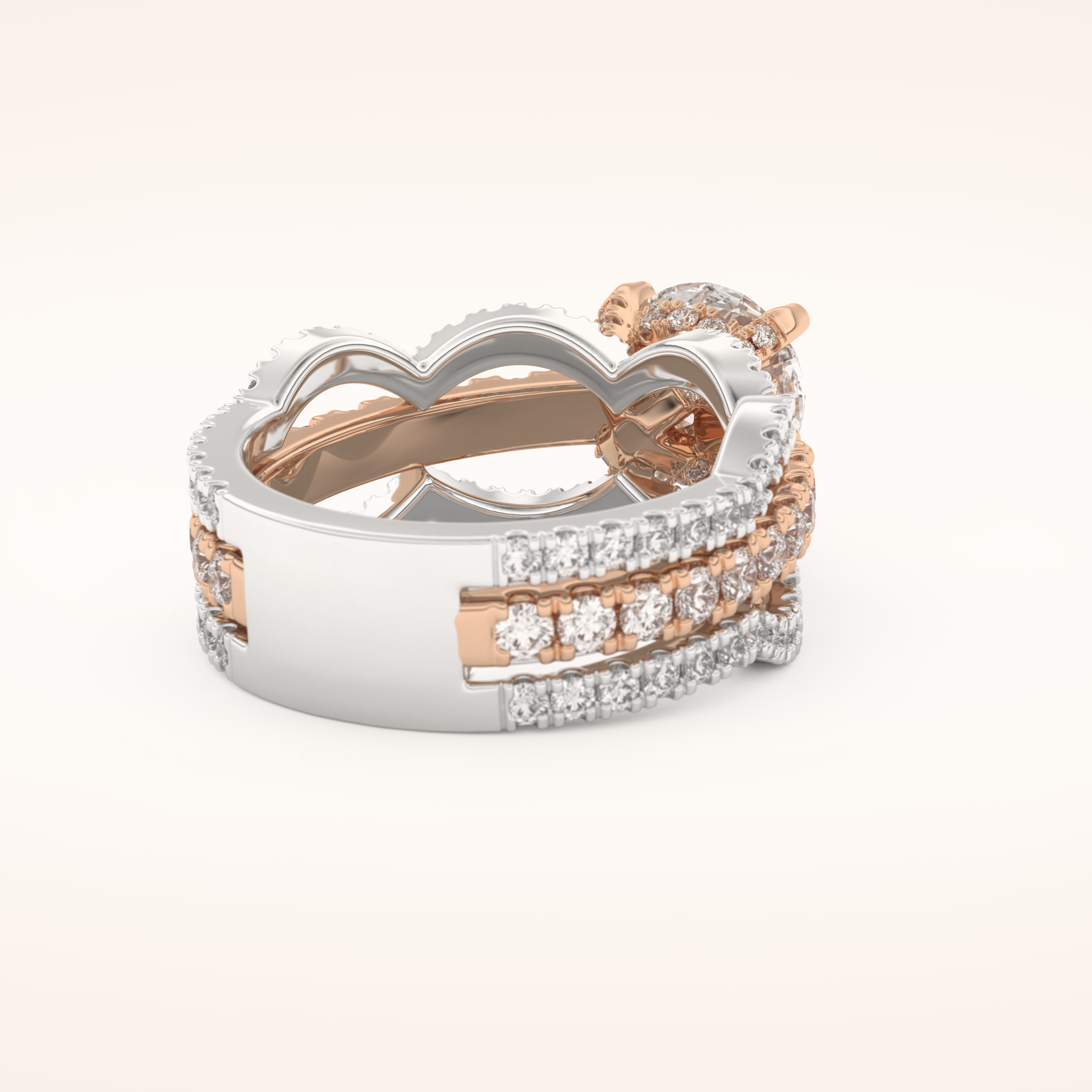 1.52 CT Round Shaped Triple Pave Moissanite Engagement Ring