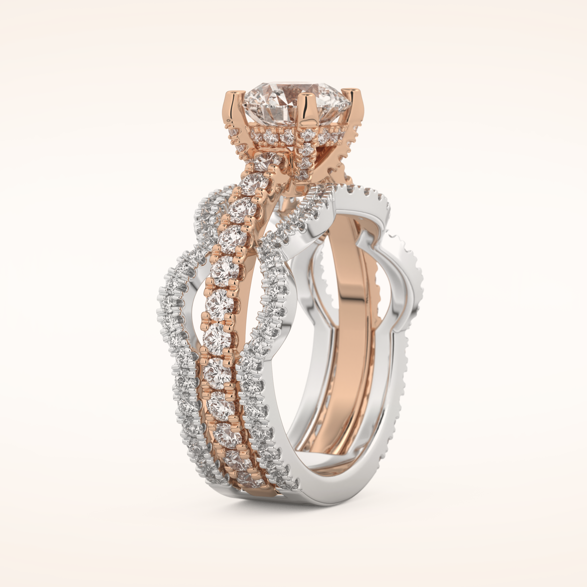 1.52 CT Round Shaped Triple Pave Moissanite Engagement Ring
