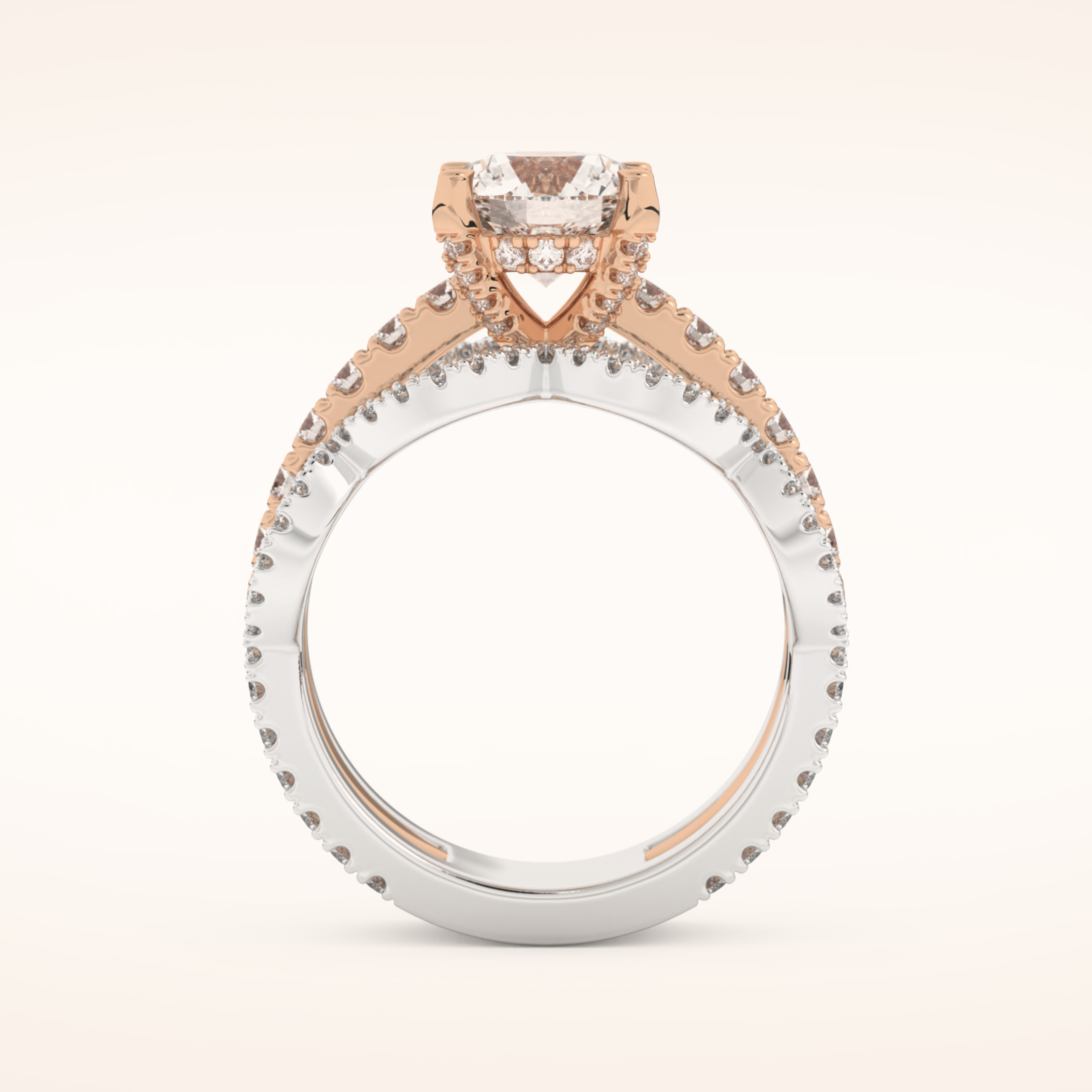 1.52 CT Round Shaped Triple Pave Moissanite Engagement Ring