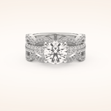 1.52 CT Round Shaped Triple Pave Moissanite Engagement Ring