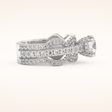 1.52 CT Round Shaped Triple Pave Moissanite Engagement Ring
