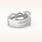 1.52 CT Round Shaped Triple Pave Moissanite Engagement Ring