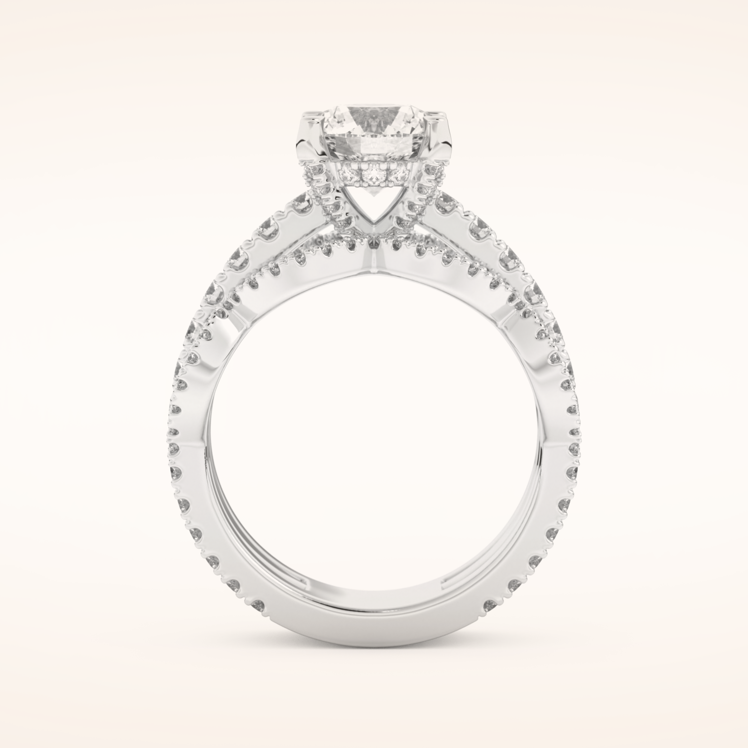 1.52 CT Round Shaped Triple Pave Moissanite Engagement Ring