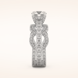 1.52 CT Round Shaped Triple Pave Moissanite Engagement Ring