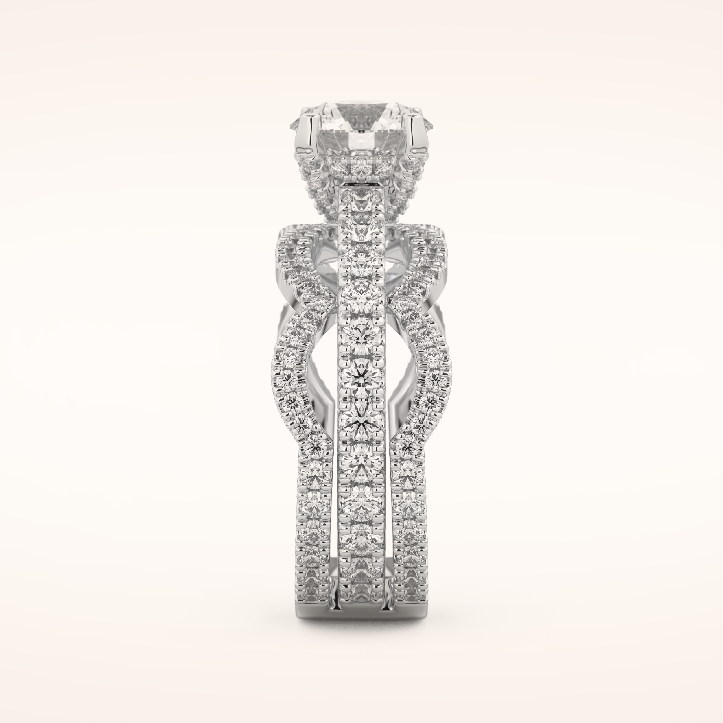 1.52 CT Round Shaped Triple Pave Moissanite Engagement Ring