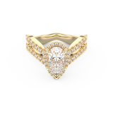 Pear Halo Pave & Curved Shank Lab Grown Diamond Engagement Ring