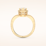 1.5 CT Pear Shaped Halo & Pave Curved Split Shank Moissanite Engagement Ring