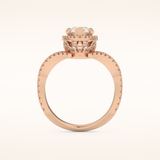 1.5 CT Pear Shaped Halo & Pave Curved Split Shank Moissanite Engagement Ring