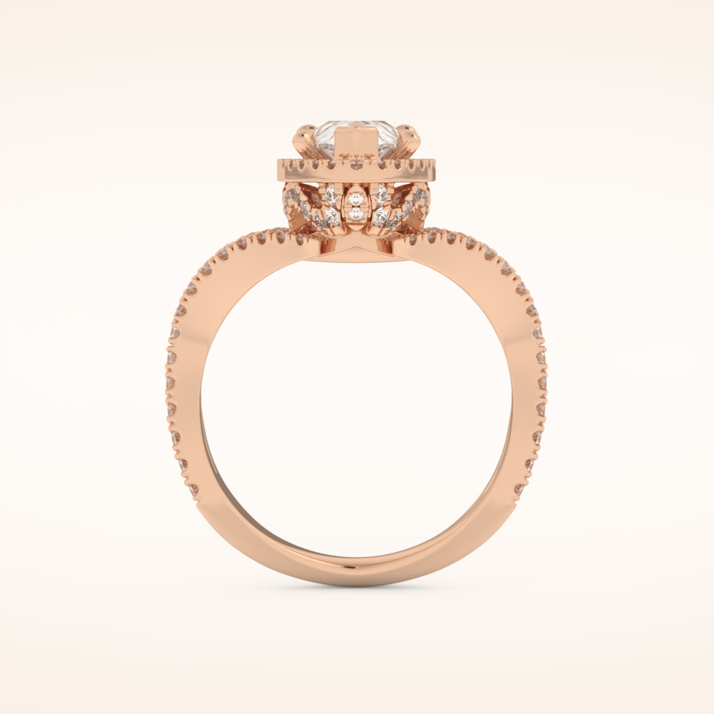 1.5 CT Pear Shaped Halo & Pave Curved Split Shank Moissanite Engagement Ring