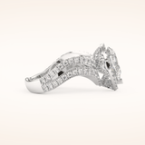 1.5 CT Pear Shaped Halo & Pave Curved Split Shank Moissanite Engagement Ring
