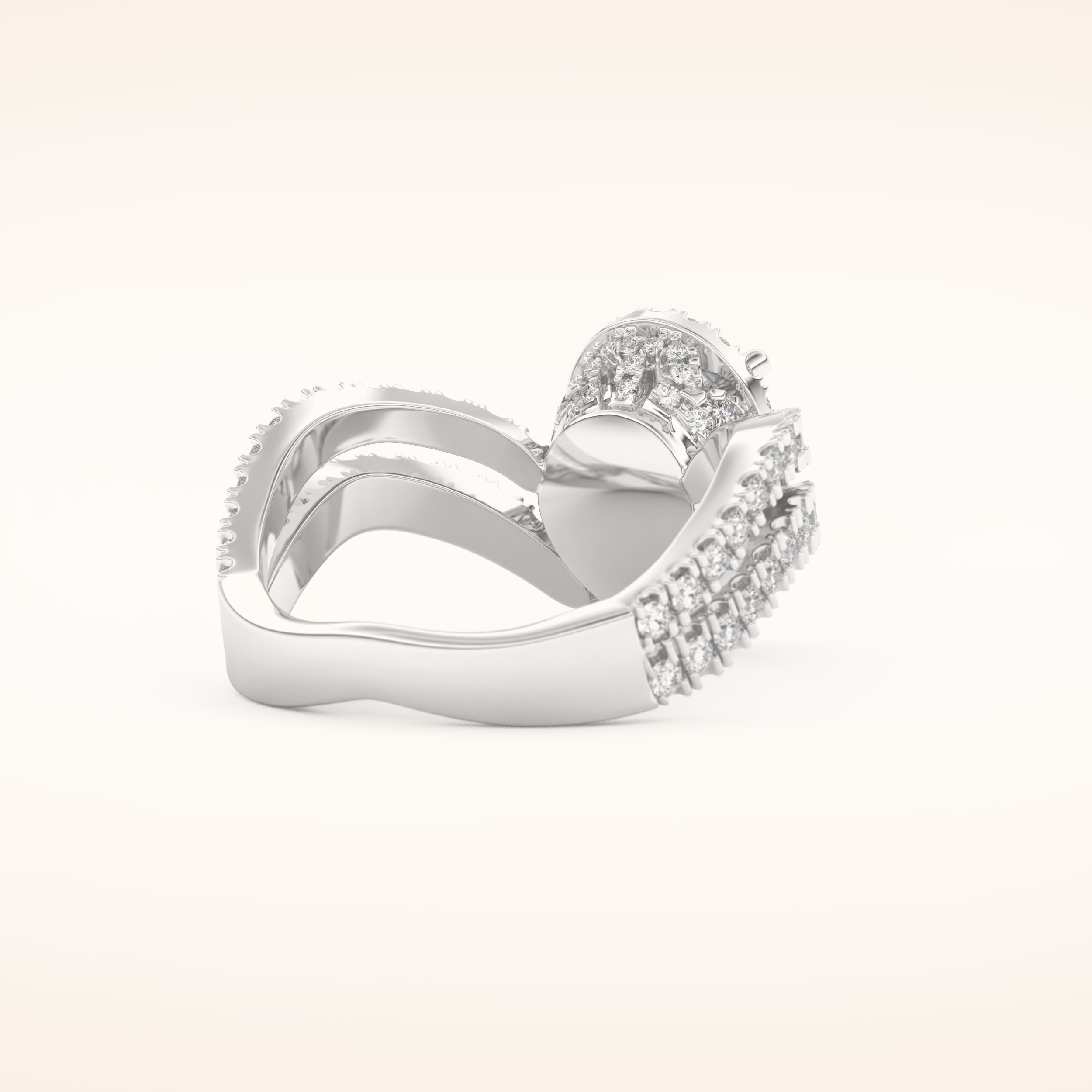 1.5 CT Pear Shaped Halo & Pave Curved Split Shank Moissanite Engagement Ring