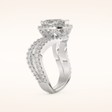 1.5 CT Pear Shaped Halo & Pave Curved Split Shank Moissanite Engagement Ring