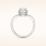 1.5 CT Pear Shaped Halo & Pave Curved Split Shank Moissanite Engagement Ring
