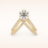 1.5 CT Round Shaped Pave Curved Shank Moissanite Engagement Ring