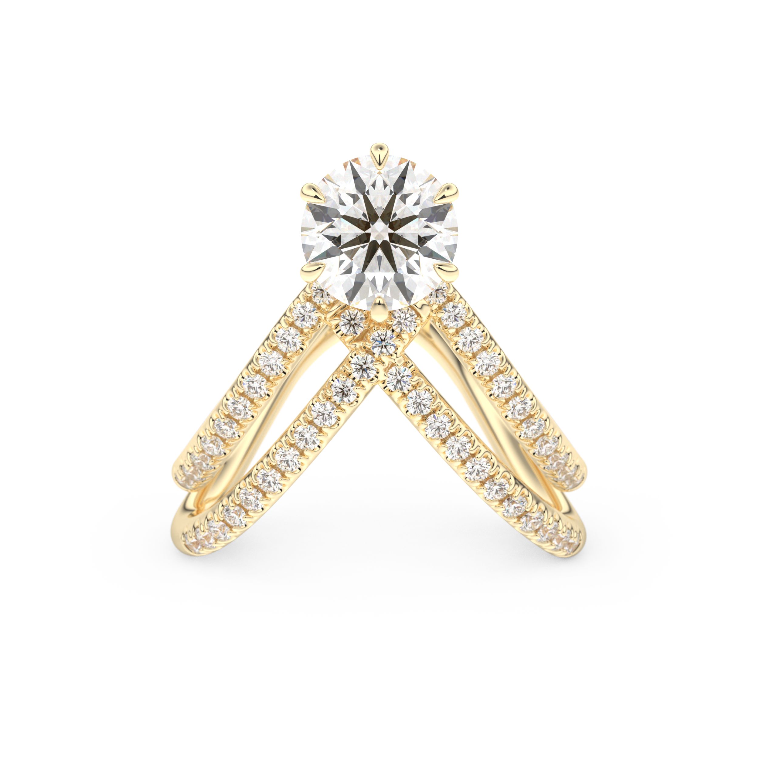 Round Double Curved Shank Lab Grown Diamond Engagement Ring