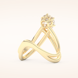 1.5 CT Round Shaped Pave Curved Shank Moissanite Engagement Ring