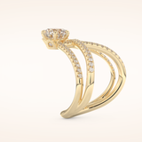 1.5 CT Round Shaped Pave Curved Shank Moissanite Engagement Ring
