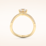 1.5 CT Round Shaped Pave Curved Shank Moissanite Engagement Ring
