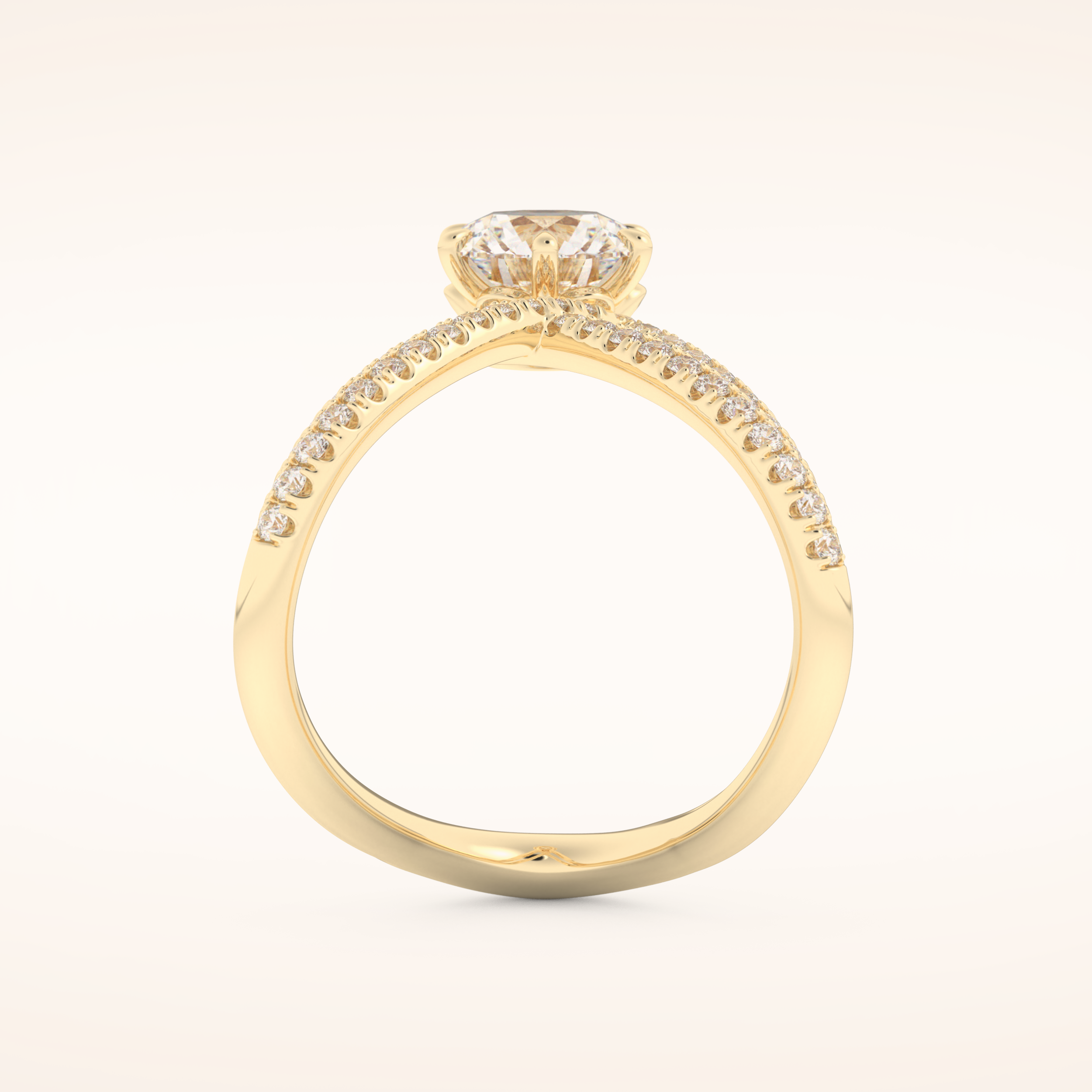 1.5 CT Round Shaped Pave Curved Shank Moissanite Engagement Ring