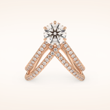 1.5 CT Round Shaped Pave Curved Shank Moissanite Engagement Ring