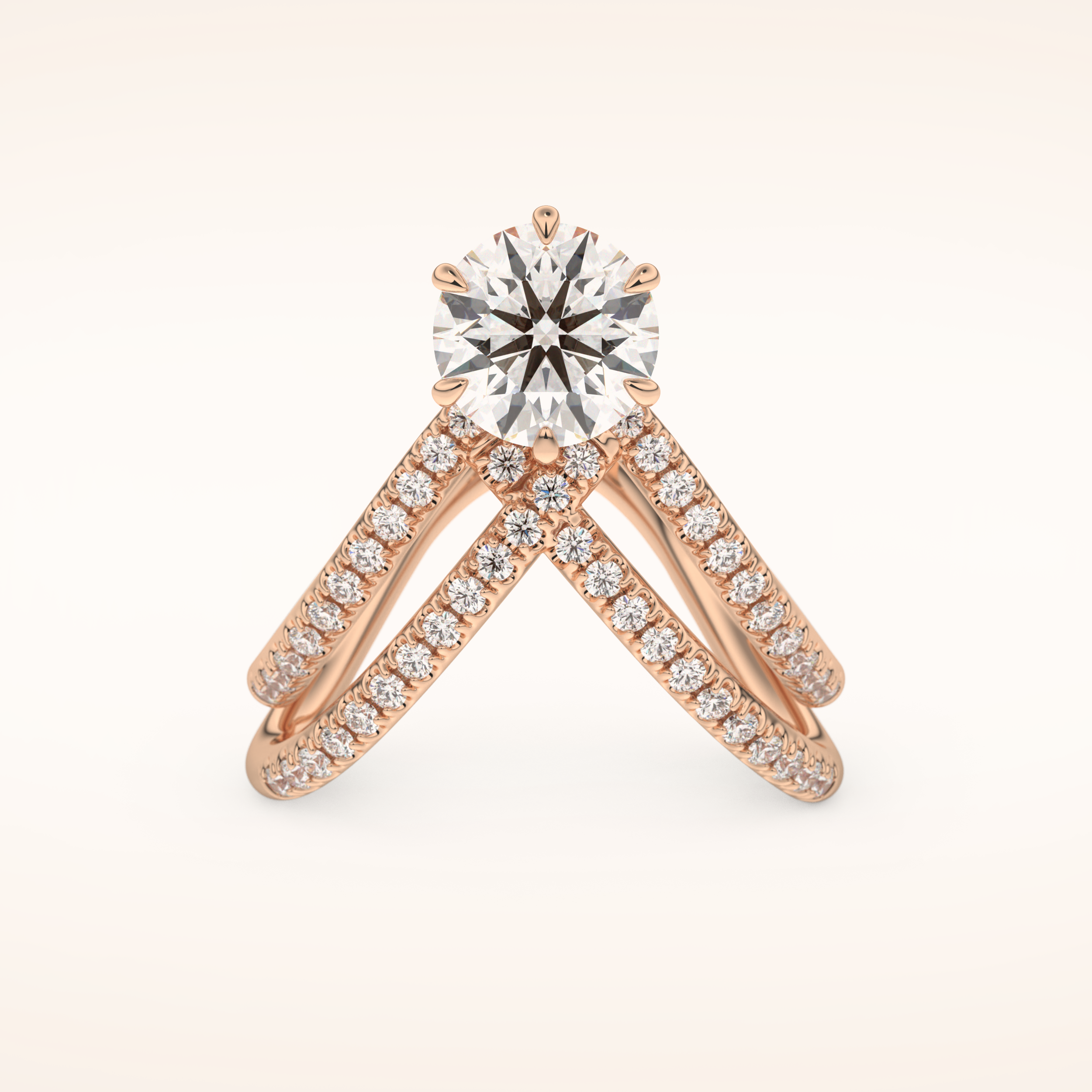 1.5 CT Round Shaped Pave Curved Shank Moissanite Engagement Ring