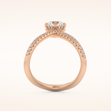 1.5 CT Round Shaped Pave Curved Shank Moissanite Engagement Ring