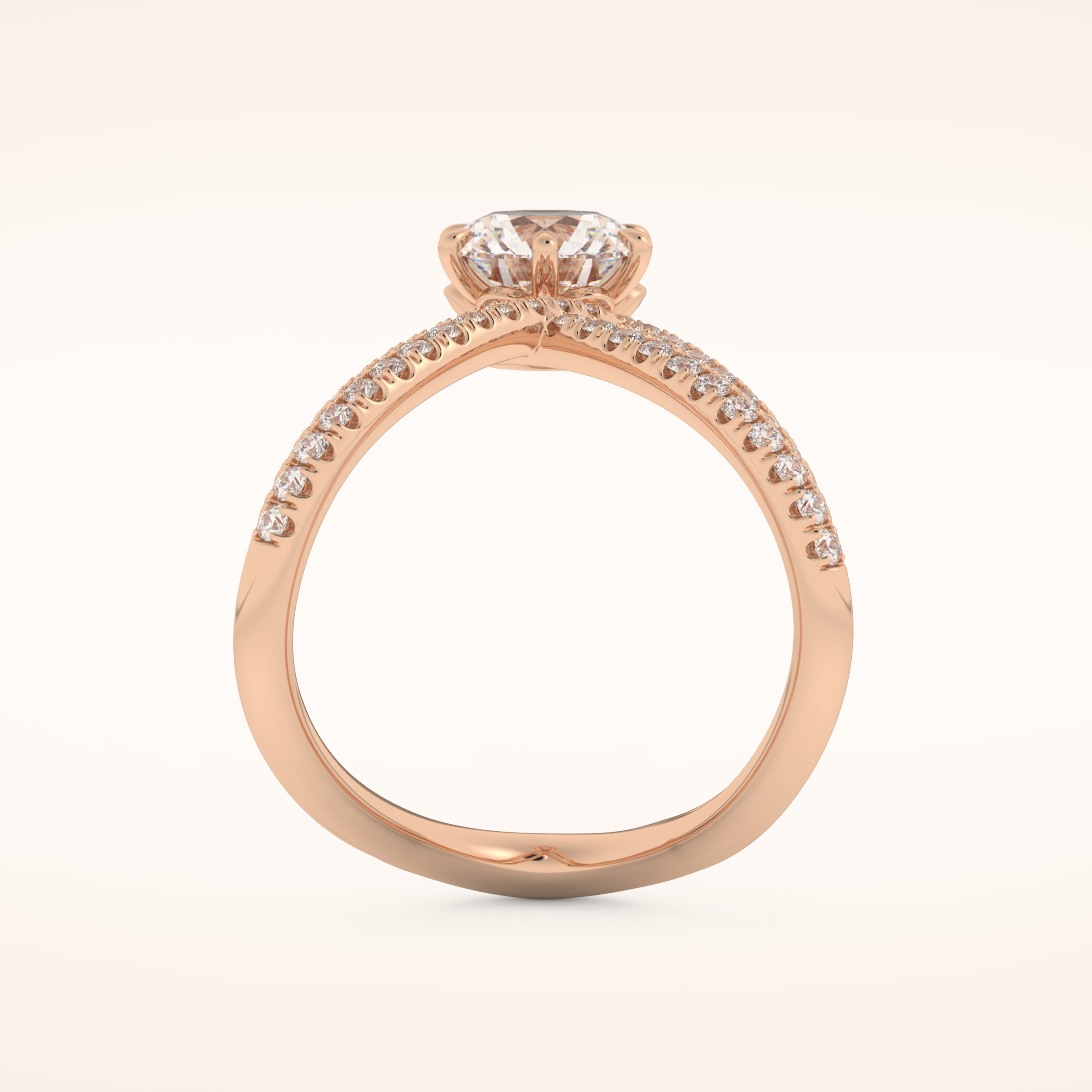 1.5 CT Round Shaped Pave Curved Shank Moissanite Engagement Ring