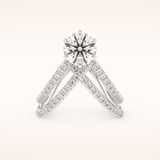 1.5 CT Round Shaped Pave Curved Shank Moissanite Engagement Ring