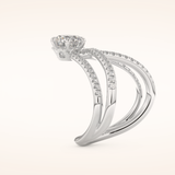 1.5 CT Round Shaped Pave Curved Shank Moissanite Engagement Ring